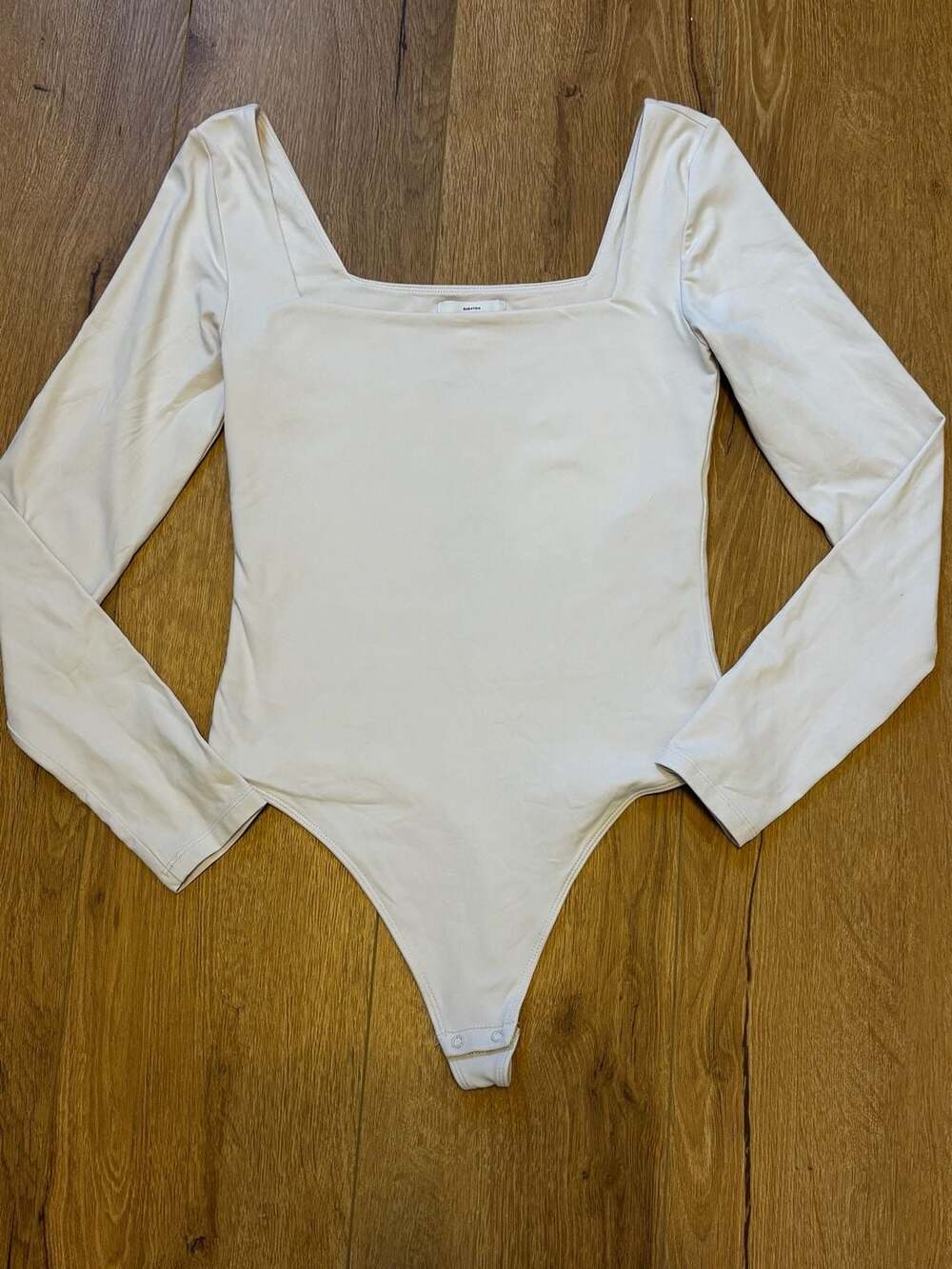 Babaton Contour Long Sleeve Bodysuit Size M White Square Neck